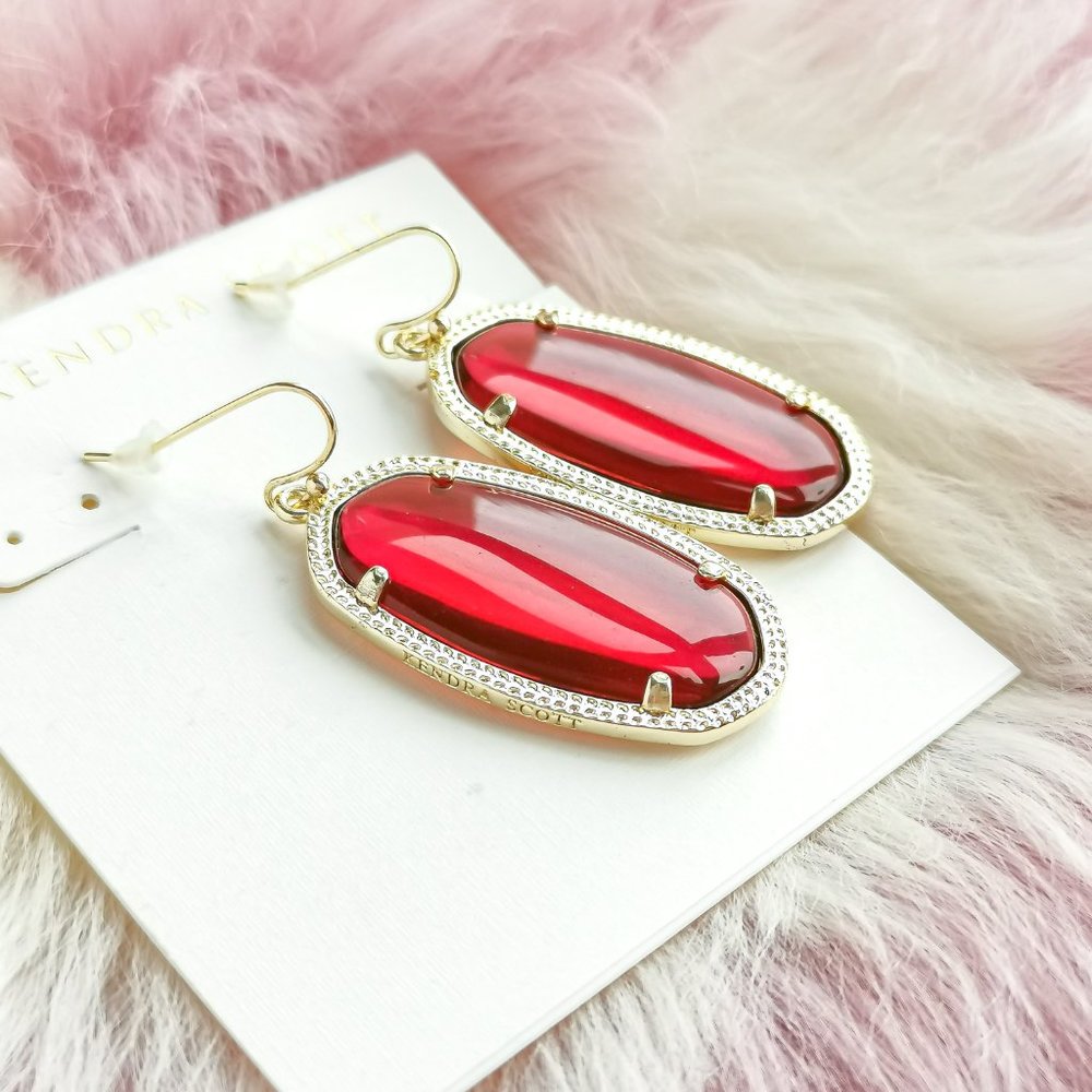 Kendra Scott red Elle Drop Earrings in Gold - Picture 3 of 3